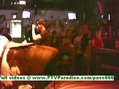 Alexa Loren busty bruette woman having fun on the bull