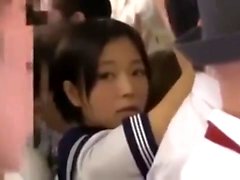 Japanese Amu Kosaka in her uniform pounded