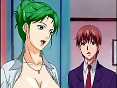 Busty anime milf taking hard dong