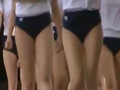 Pretty Asian teens strip down to their underwear after gym