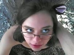 Teen outdoor face fuck