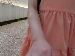 Amateur Asian teen gives blowjob outdoors