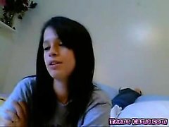 Sexy busty teen strips and plays on her webcam