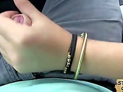 Hot teen Anna gives a handjob for a ride