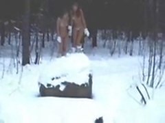 young and naked in the snow