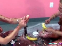 Lesbian Babes Experiment With Food