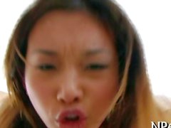 Petite Asian honey is hungry for her massuer