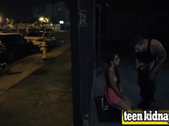 Innocent brunette teen hardcore public night sex