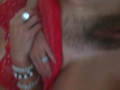 Cumming on wife's hairy pussy