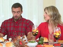 Naughty family Thanksgiving with cheating wife