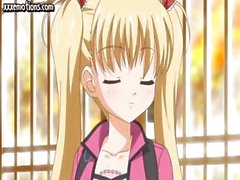 Teen anime blonde with big hooters gets bent over and drilled