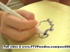 Awesome girl Lily babe inserting pens inside pussy