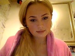Fakeboob blonde masturbation teasing show on webcam