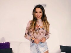Cute Taylor Sands masturbates sucks and rides cock