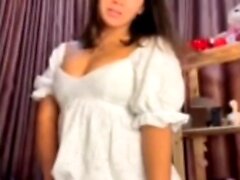 beautiful and cute teen masturbating in a white dress 845209