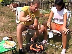 Anal poked at bbq party