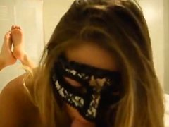 Masked Blonde College Teen Working Her L