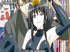 Brunette anime girl is in public and gets her pussy drilled