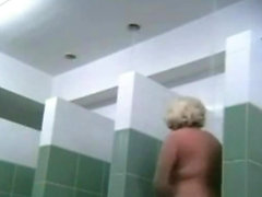 Moms and teens in public shower room