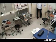 Japanese doctor stripping patients and giving boob checks