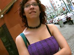 This busty nerd is picked up on the street by Torbe and