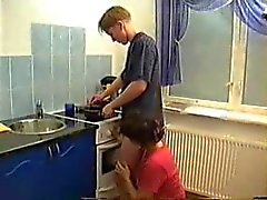 Mom fucks BF in the Kitchen