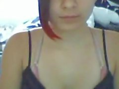 Chatty teen flashes her titties on webcam