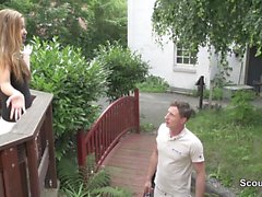 18yr old Skinny German Teen get fucked outdoor by Stranger