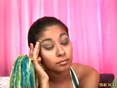 Latina teen cheerleader sucks old man dick