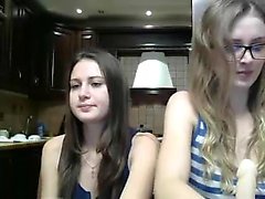 Blonde and brunette lesbian teen belles misbehave