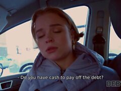 DEBT4k. Young debtor with cute face thinks sex is better than penalty