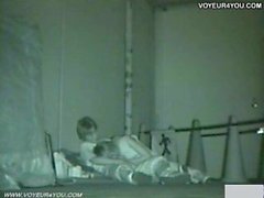 Hot teen couple get caught playing at night