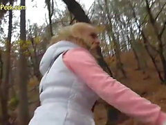 Cutest Teen Blonde Ever Public POV In Forest