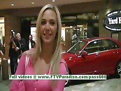 Sophia sexy blonde with natural tits having fun and flashing tits in public