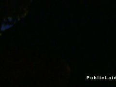 Amateur gets fucked at night in public pov